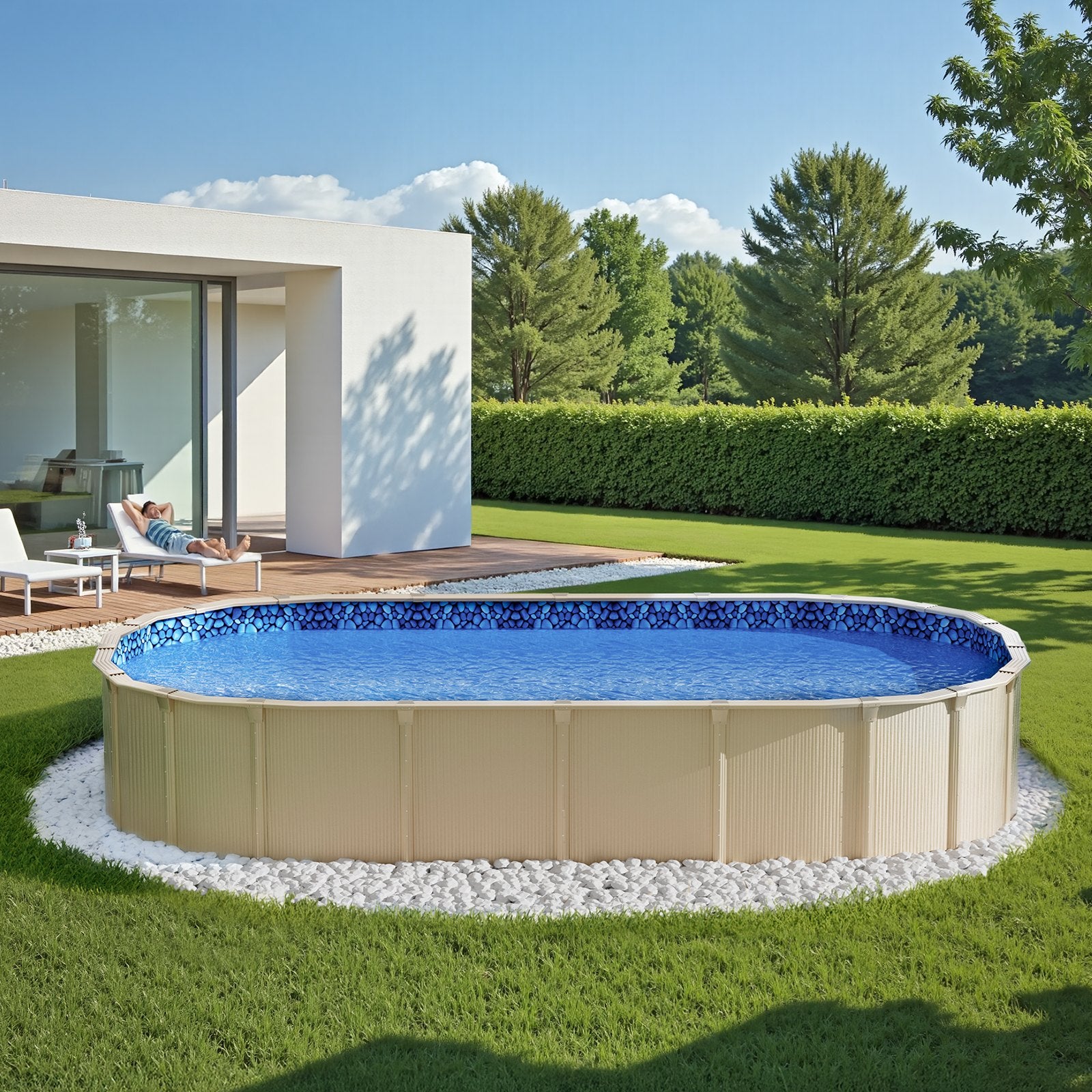 Oval Pool Liner 15x30ft Overlap Style Pool Liner 54in Wall Height