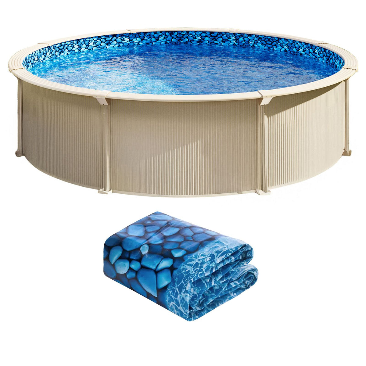 18-ft Round Above Ground Pool Liner, Overlap Pool Liners, Standard Gauge Vinyl, 48-to-54inch Wall Height, Designed for Steel Sided Above-Ground Swimming Pools