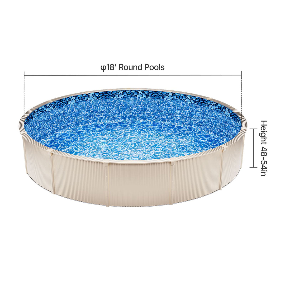 18-ft Round Above Ground Pool Liner, Overlap Pool Liners, Standard Gauge Vinyl, 48-to-54inch Wall Height, Designed for Steel Sided Above-Ground Swimming Pools