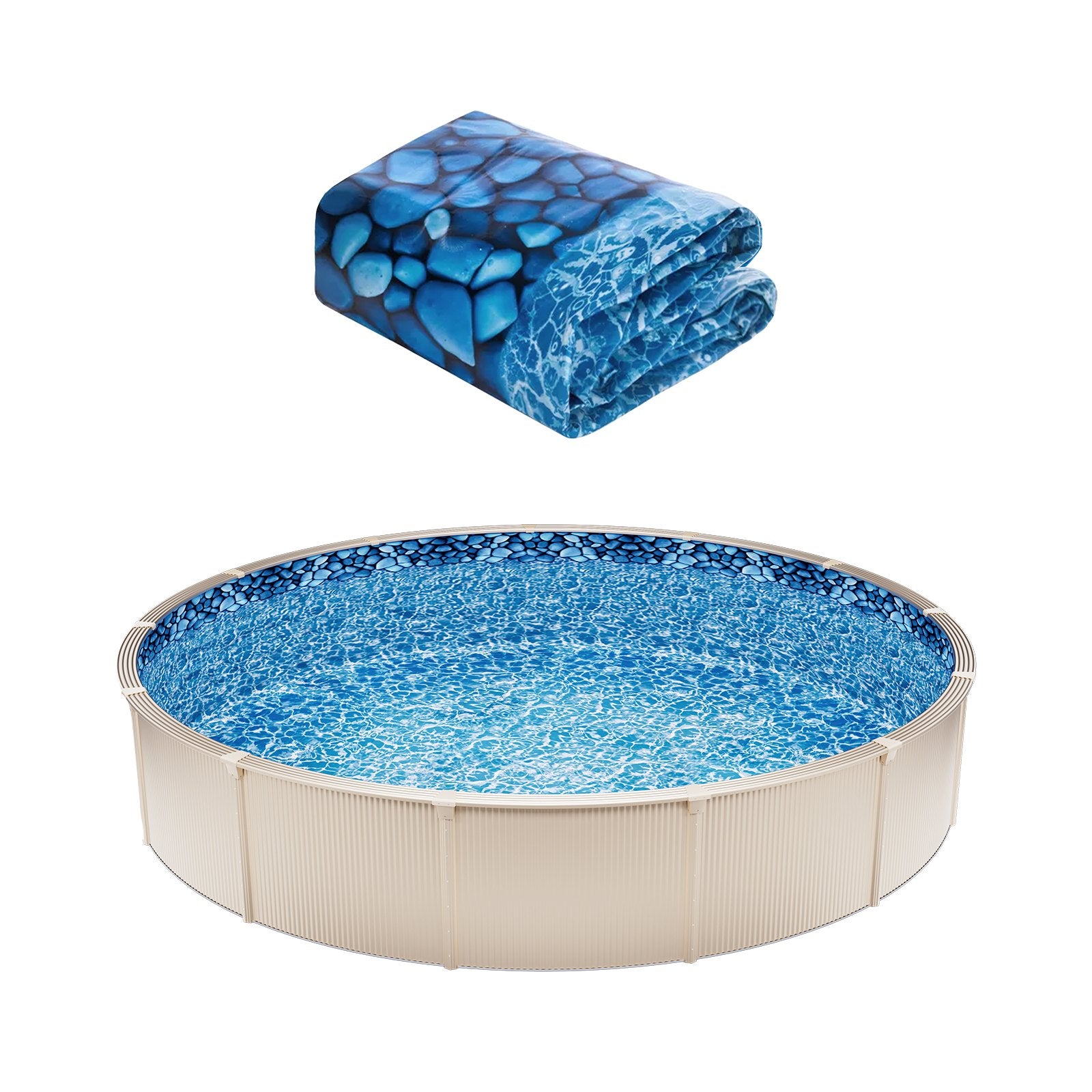 Swimming Pools: VEVOR Round Pool Liner 24ft Overlap Style Pool Liner 54in Wall Height