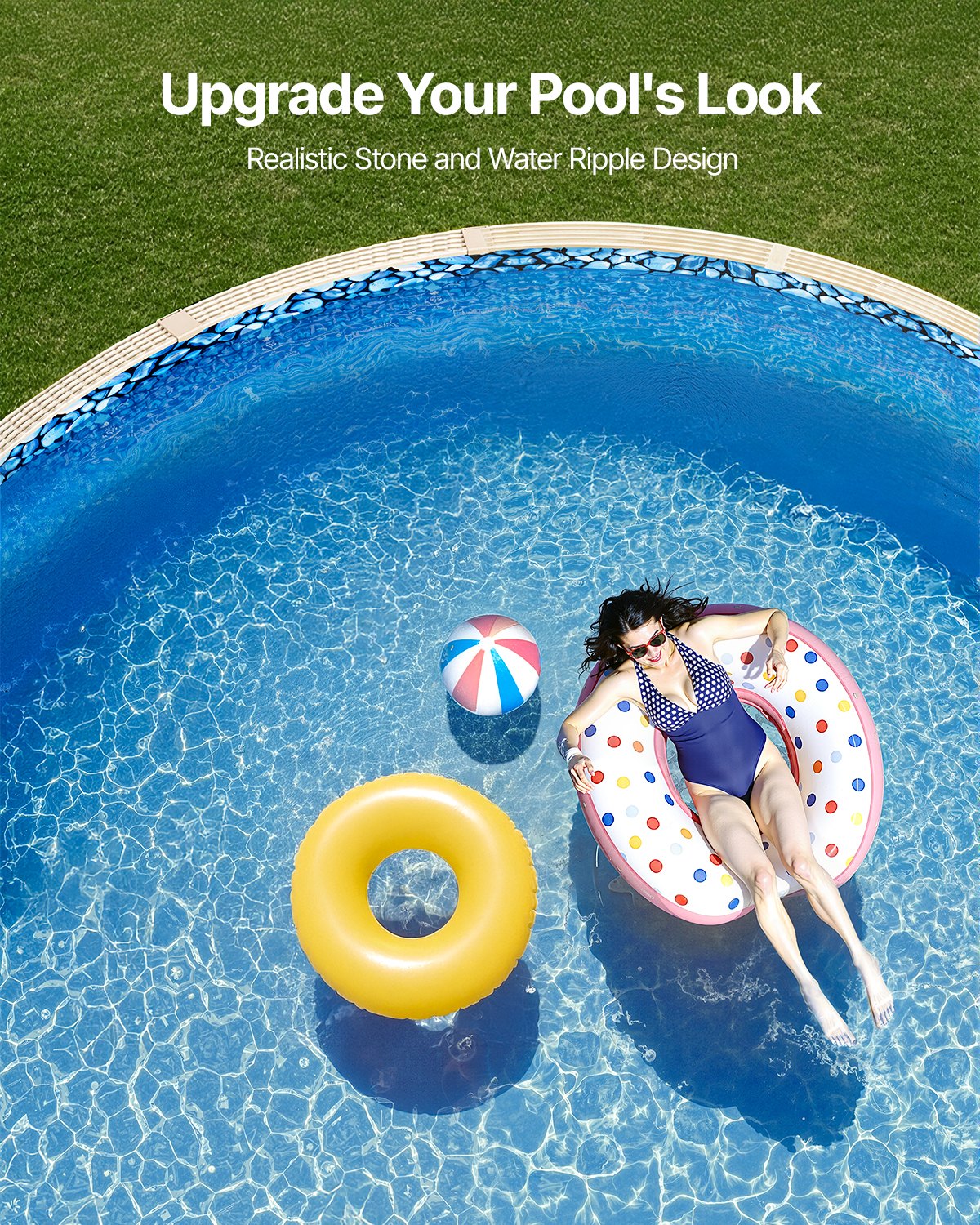 Swimming Pools: VEVOR Round Pool Liner 24ft Overlap Style Pool Liner 54in Wall Height