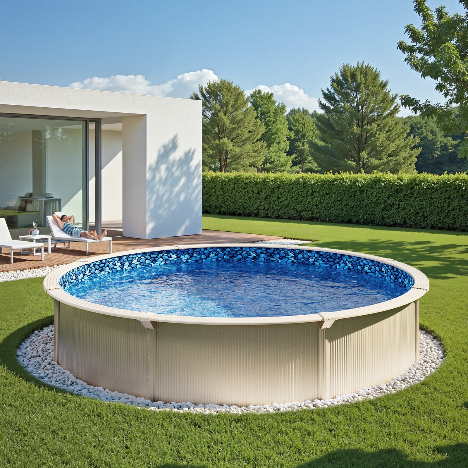 Swimming Pools: VEVOR Round Pool Liner 24ft Overlap Style Pool Liner 54in Wall Height