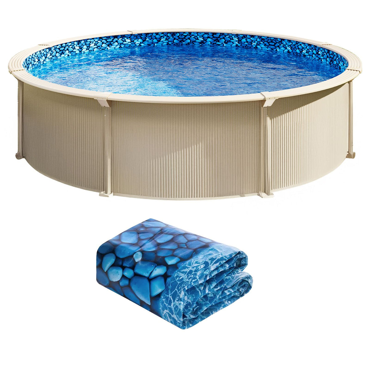 27-ft Round Above Ground Pool Liner, Unibead Pool Liners, Standard Gauge, 52inch Wall Height, Designed for Steel Sided Above-Ground Swimming Pools