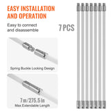 Fire Pit Accessories: VEVOR 7 m Chimney Sweep Kit, w/ 7 Reinforced Nylon Flexible Rods, Ergonomic Chimney Cleaning Brush, 360-Degree Brush Chimney Cleaner, Rich Accessories for Fireplace Flue Home Use Fits most Pipes