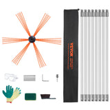 Fire Pit Accessories: VEVOR 8 m Chimney Sweep Kit, w/ 8Reinforced Nylon Flexible Rods, Ergonomic Chimney Cleaning Brush, 360-Degree Brush Chimney Cleaner, Rich Accessories for Fireplace Flue Home Use Fits most Pipes