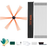 Fire Pit Accessories: VEVOR 9 m Chimney Sweep Kit, w/ 9 Reinforced Nylon Flexible Rods, Ergonomic Chimney Cleaning Brush, 360-Degree Brush Chimney Cleaner, Rich Accessories for Fireplace Flue Home Use Fits most Pipes