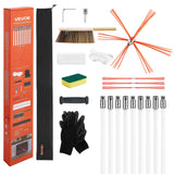 Vitamins & Supplements: VEVOR Chimney Sweep Kit, 9m Maximum Extendable Length Chimney Sweep, Chimneys Cleaning Kit with Bristle Replacements & Goggles, 90° Bendable Fireplace Cleaning Tool, for Square, Rectangle Chimneys