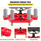Mobility & Accessibility: VEVOR Rolling Garage Stool, 300LBS Capacity, Adjustable Height from 18 in to 23 in, 360-degree Swivel Wheels (4""), Large Tool Tray with Two Bottle Holder, for Workshop, Auto Repair Shop, Red