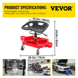 Mobility & Accessibility: VEVOR Rolling Garage Stool, 300LBS Capacity, Adjustable Height from 18 in to 23 in, 360-degree Swivel Wheels (4""), Large Tool Tray with Two Bottle Holder, for Workshop, Auto Repair Shop, Red