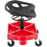 Mobility & Accessibility: VEVOR Rolling Garage Stool, 300LBS Capacity, Adjustable Height from 18 in to 23 in, 360-degree Swivel Wheels (4""), Large Tool Tray with Two Bottle Holder, for Workshop, Auto Repair Shop, Red