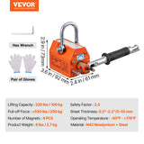 Commercial Cleaning Equipment: VEVOR Magnetic Lifter, 100 kg/220 lbs Pulling Capacity, 2.5 Safety Factor, Neodymium & Steel, Lifting Magnet with Release, Permanent Lift Magnets, Heavy Duty Magnet for Hoist, Shop Crane, Block, Board