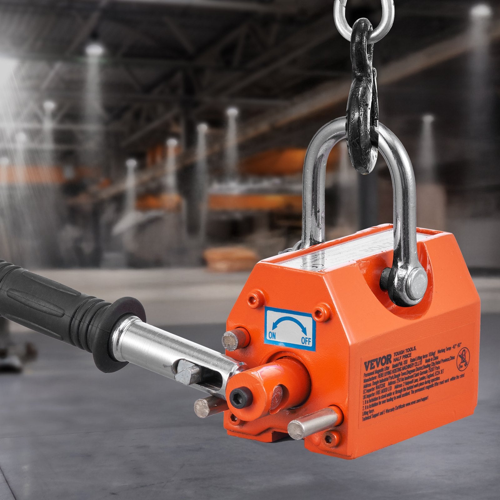 Commercial Cleaning Equipment: VEVOR Magnetic Lifter, 100 kg/220 lbs Pulling Capacity, 2.5 Safety Factor, Neodymium & Steel, Lifting Magnet with Release, Permanent Lift Magnets, Heavy Duty Magnet for Hoist, Shop Crane, Block, Board