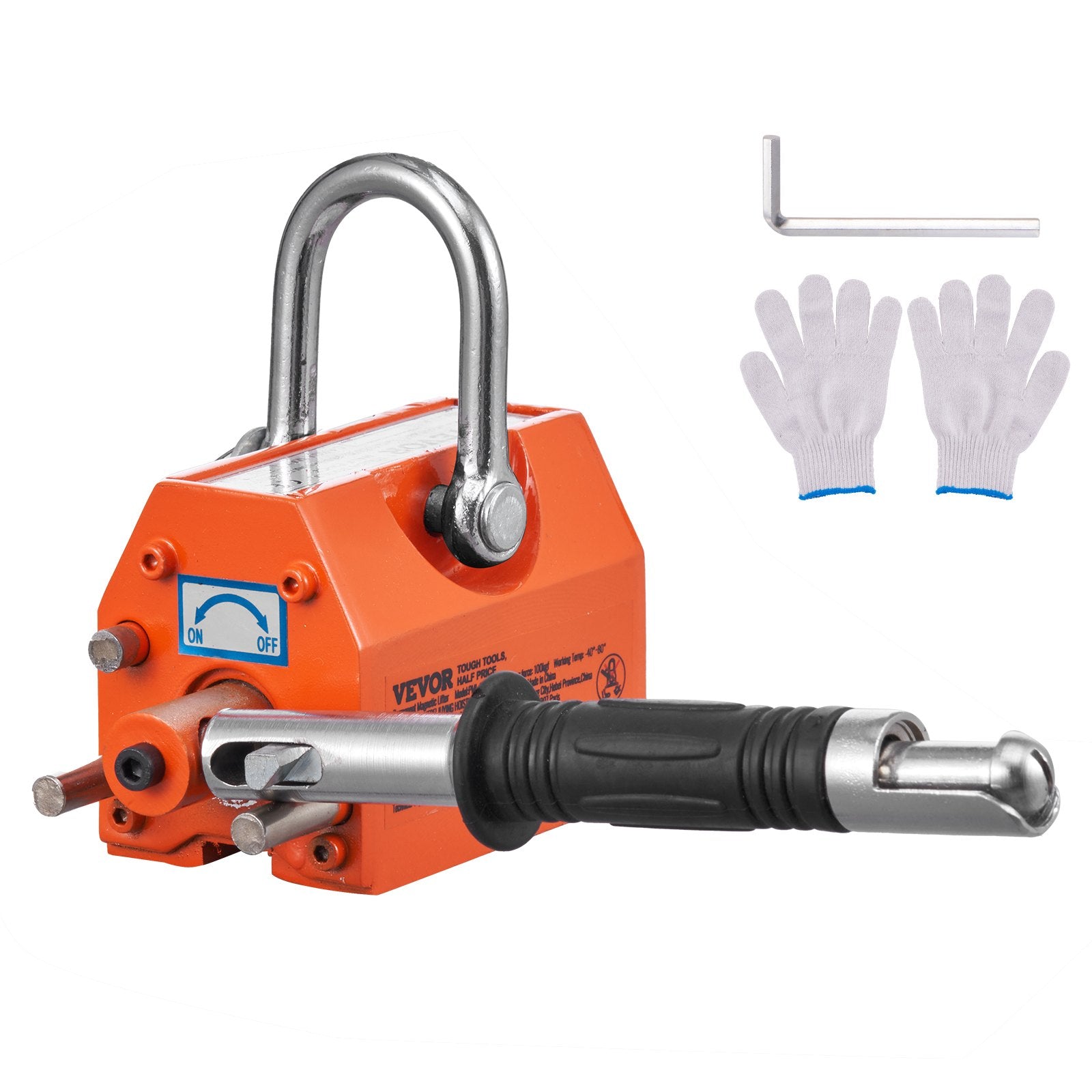 Commercial Cleaning Equipment: VEVOR Magnetic Lifter, 100 kg/220 lbs Pulling Capacity, 2.5 Safety Factor, Neodymium & Steel, Lifting Magnet with Release, Permanent Lift Magnets, Heavy Duty Magnet for Hoist, Shop Crane, Block, Board