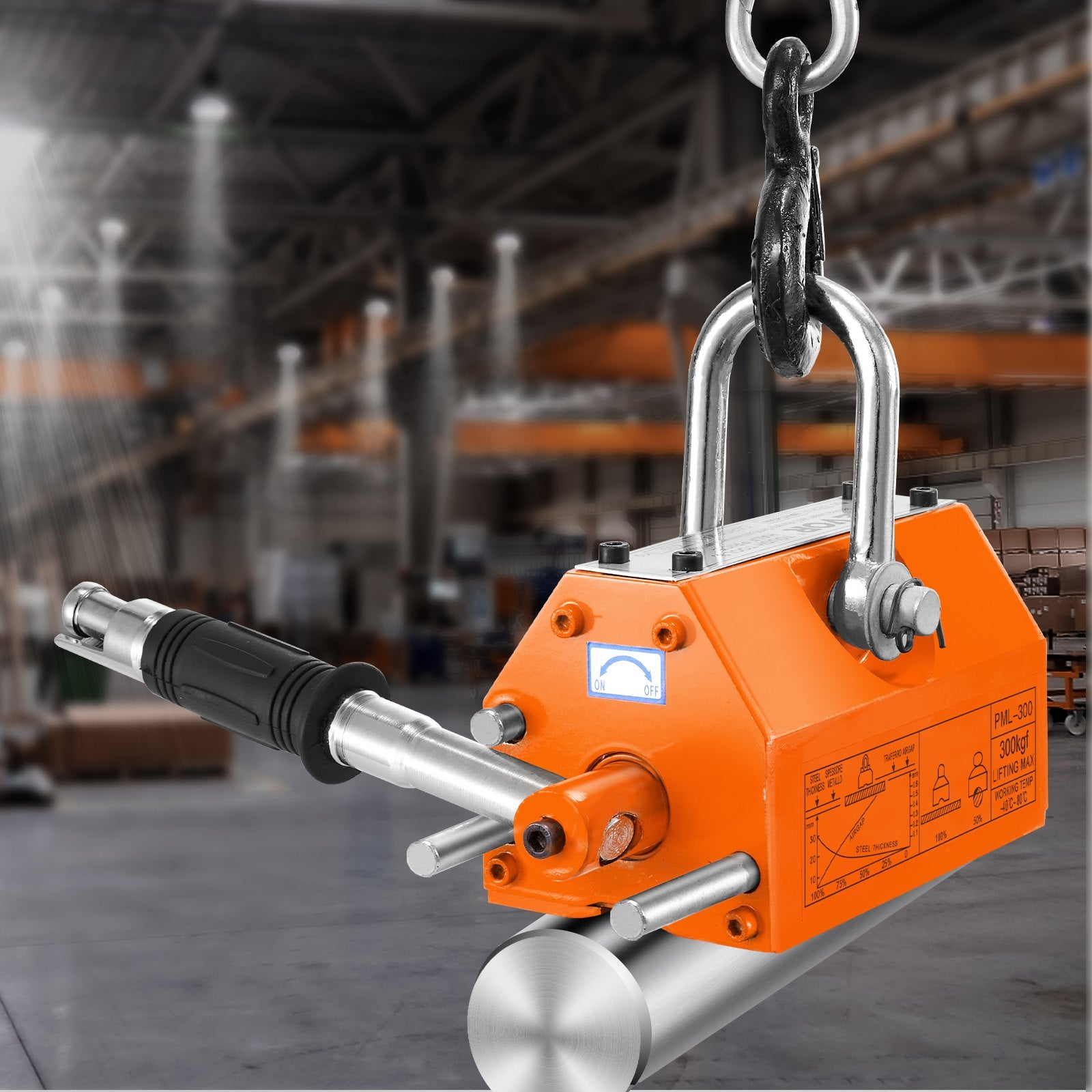 Magnetic Lifter, 300 kg Pulling Capacity, 2.5 Safety Factor, Neodymium & Steel, Lifting Magnet with Release, Permanent Lift Magnets, Heavy Duty Magnet for Hoist, Shop Crane, Block, Board