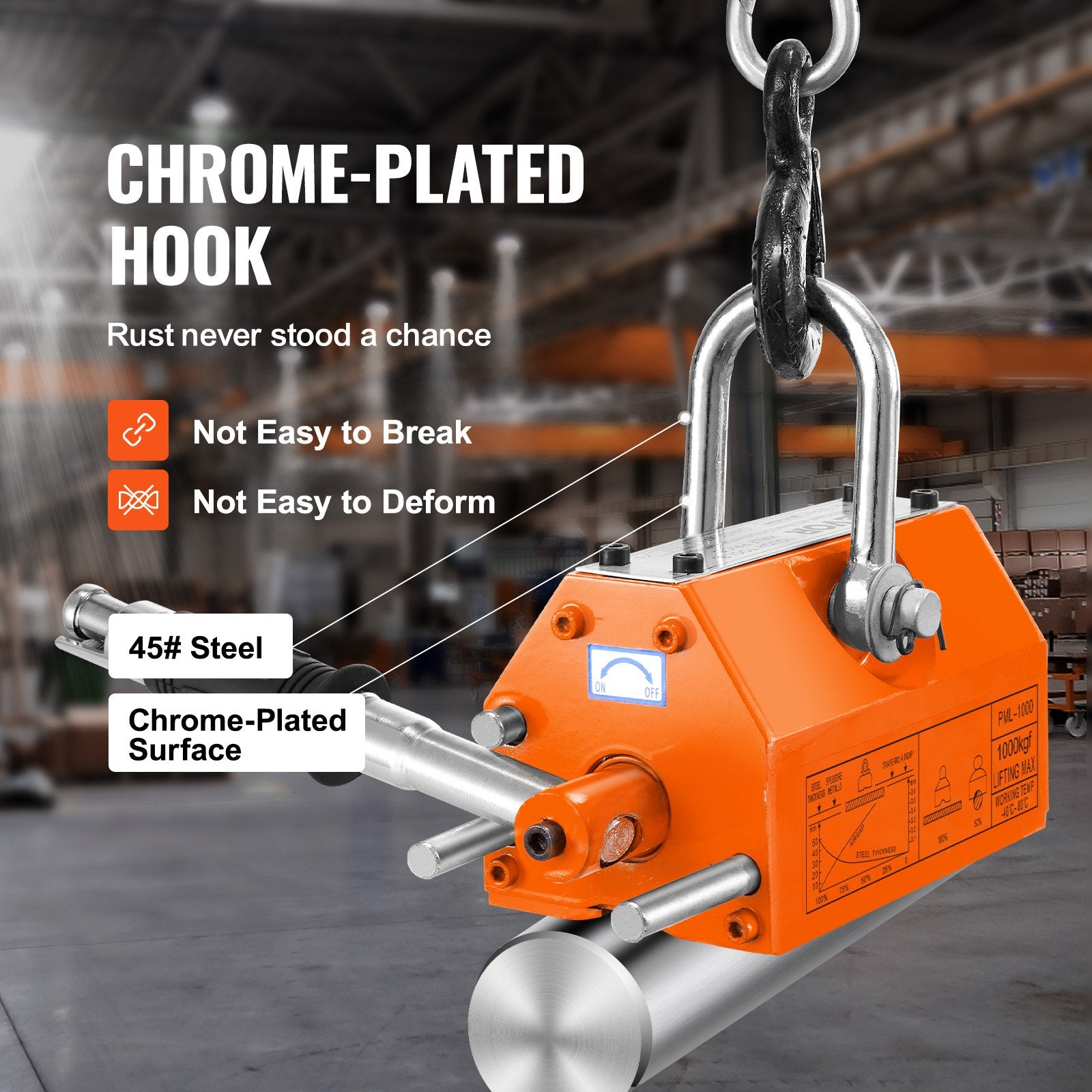 Building Toys: VEVOR Magnetic Lifter, 1000kg Pulling Capacity, 2.5 Safety Factor, Neodymium & Steel, Lifting Magnet with Release, Permanent Lift Magnets, Heavy Duty Magnet for Hoist, Shop Crane, Block, Board