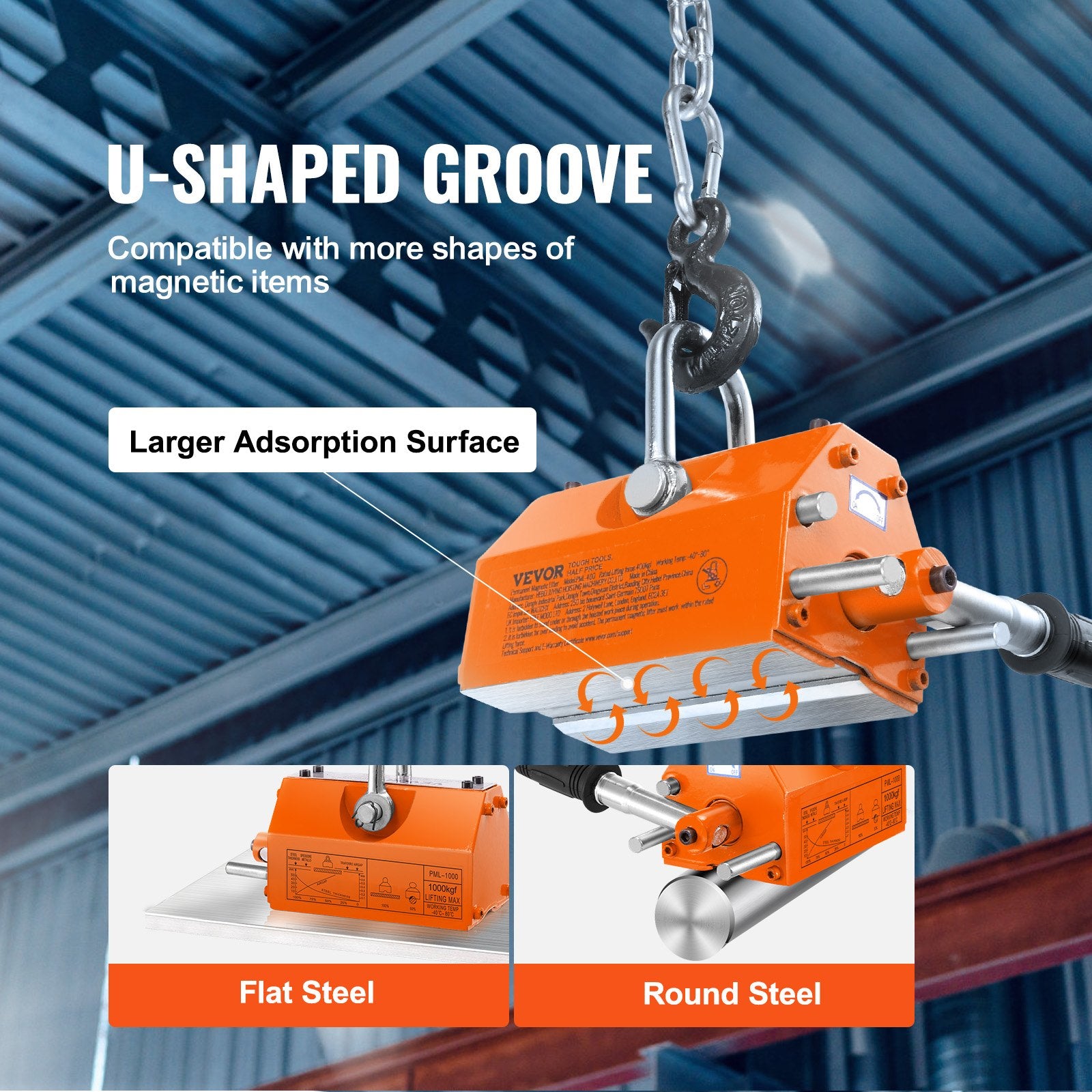 Building Toys: VEVOR Magnetic Lifter, 1000kg Pulling Capacity, 2.5 Safety Factor, Neodymium & Steel, Lifting Magnet with Release, Permanent Lift Magnets, Heavy Duty Magnet for Hoist, Shop Crane, Block, Board