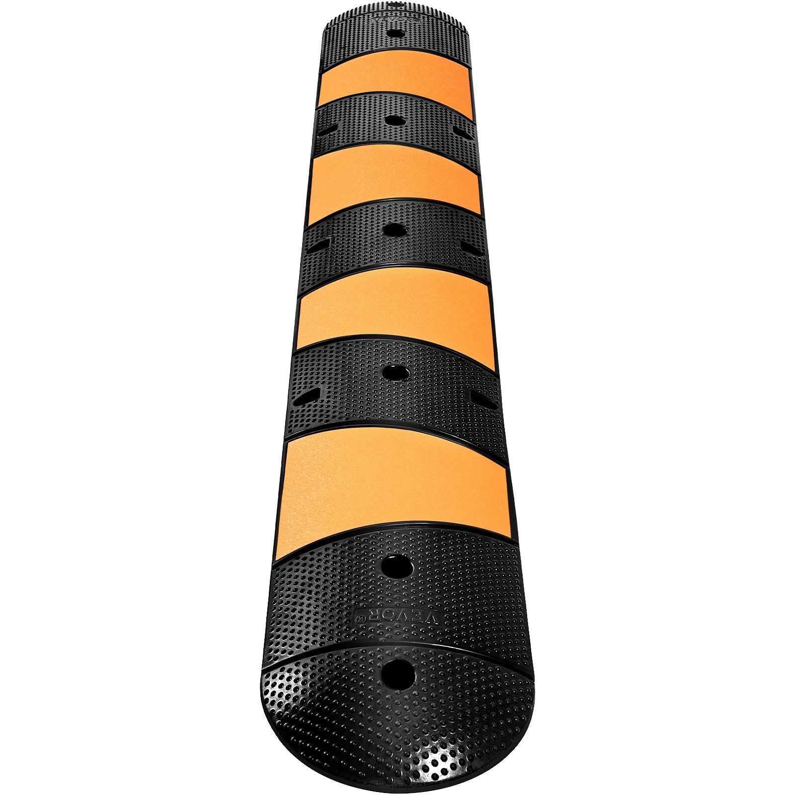 Rubber Speed Bump, 1 Pack 2 Channel Speed Bump Hump, 72"" Long Modular Speed Bump Rated 22000 LBS Loading, 72.8 x 12.2 x 2.2 Garage Speed Bump for Asphalt Concrete Gravel Driveway with 2 End Cap