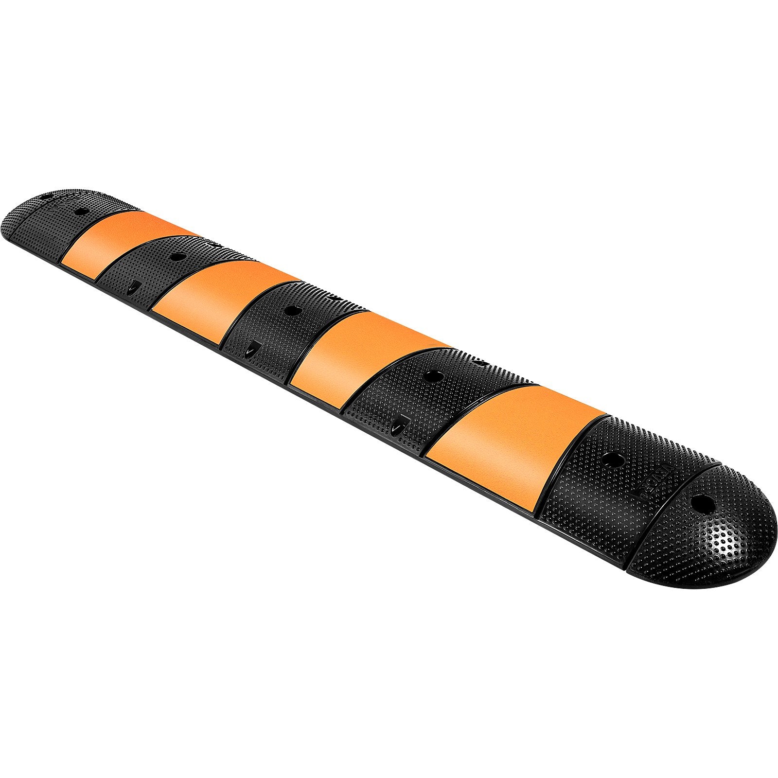 Rubber Speed Bump, 1 Pack 2 Channel Speed Bump Hump, 72"" Long Modular Speed Bump Rated 22000 LBS Loading, 72.8 x 12.2 x 2.2 Garage Speed Bump for Asphalt Concrete Gravel Driveway with 2 End Cap