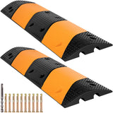 Automotive Decor: VEVOR Rubber Speed Bump, 2 Pack 2 Channel Speed Bump Hump, 42"" Long Modular Speed Bump Rated 22000 LBS Load Capacity, 40.2 x 11.8 x 2.4 inch Garage Speed Bump for Asphalt Concrete Gravel Driveway