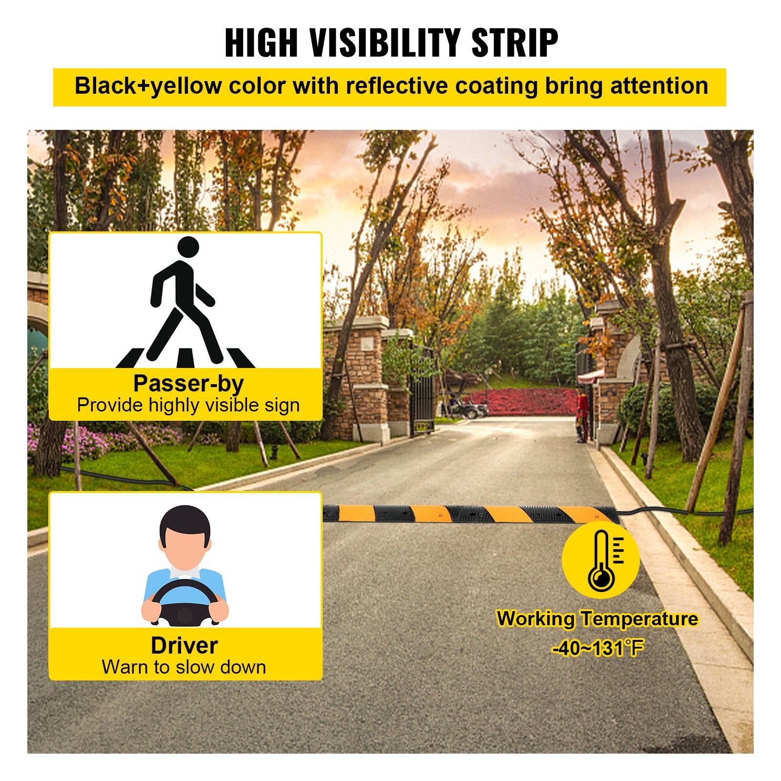 Rubber Speed Bump, 2 Pack 2 Channel Speed Bump Hump, 42"" Long Modular Speed Bump Rated 22000 LBS Load Capacity, 40.2 x 11.8 x 2.4 inch Garage Speed Bump for Asphalt Concrete Gravel Driveway