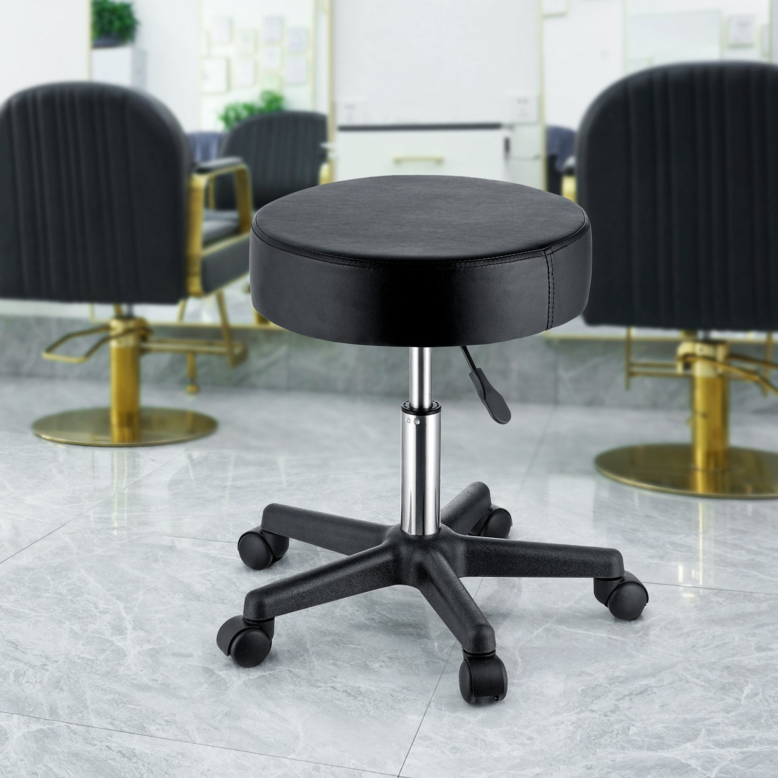 Mobility & Accessibility: VEVOR Rolling Stools with Wheels, 400 LBS Weight Capacity Adjustable Height Stool with Ultra-Thick Seat Cushion, Swivel Stools Chair for Salon, Bar, Home, Office, Tatoo, Medical, Massage, Black
