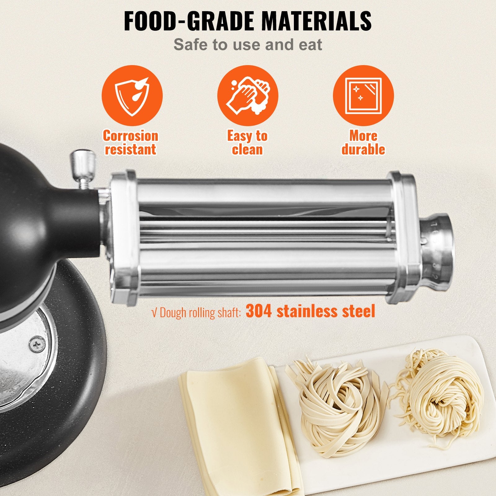 Gardening Tools: VEVOR Pasta Attachment for KitchenAid Stand Mixer, Stainless Steel Pasta Sheet Roller Attachment, Pasta Maker Machine Accessory with 8 Adjustable Thickness Knob, KitchenAid Pasta Attachment by VEVOR
