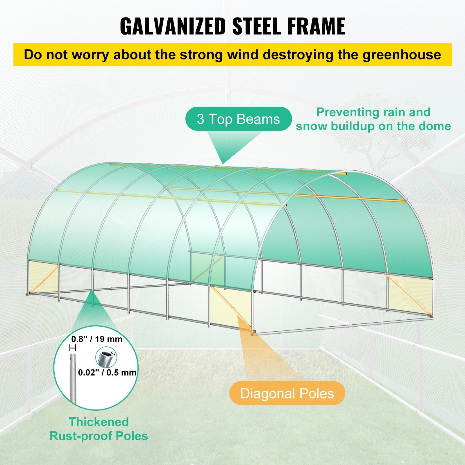 Caravan Accessories: VEVOR Walk-in Tunnel Greenhouse Galvanized Frame Waterproof Cover 20x10x7 ft