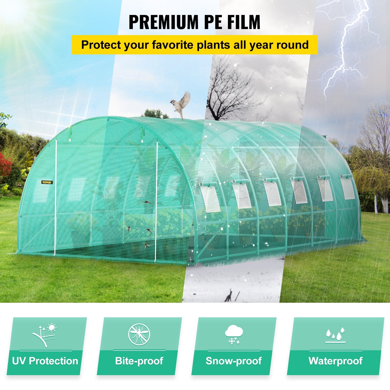 Caravan Accessories: VEVOR Walk-in Tunnel Greenhouse Galvanized Frame Waterproof Cover 20x10x7 ft