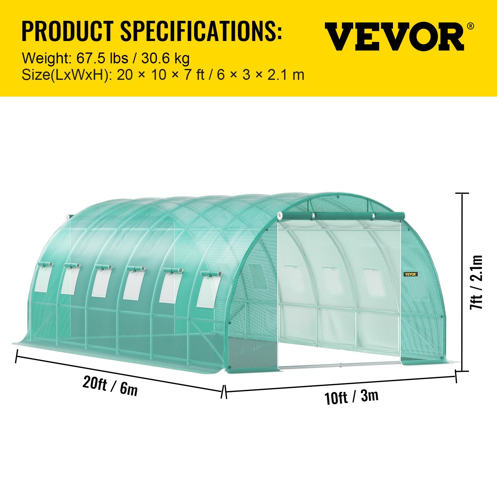 Caravan Accessories: VEVOR Walk-in Tunnel Greenhouse Galvanized Frame Waterproof Cover 20x10x7 ft