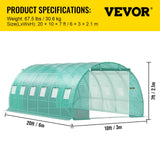 Caravan Accessories: VEVOR Walk-in Tunnel Greenhouse Galvanized Frame Waterproof Cover 20x10x7 ft