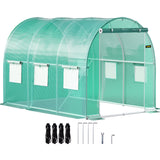 Greenhouses & Accessories: VEVOR Walk-in Tunnel Greenhouse, 3 x 2 x 2 m, Portable Plant Hot House with Galvanised Steel Frame, 1 Top Bar, Diagonal Poles, Zipper Door and 6 Roll-Up Windows, Green