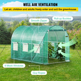 Greenhouses & Accessories: VEVOR Walk-in Tunnel Greenhouse, 3 x 2 x 2 m, Portable Plant Hot House with Galvanised Steel Frame, 1 Top Bar, Diagonal Poles, Zipper Door and 6 Roll-Up Windows, Green