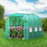Greenhouses & Accessories: VEVOR Walk-in Tunnel Greenhouse, 3 x 2 x 2 m, Portable Plant Hot House with Galvanised Steel Frame, 1 Top Bar, Diagonal Poles, Zipper Door and 6 Roll-Up Windows, Green