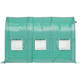 Greenhouses & Accessories: VEVOR Walk-in Tunnel Greenhouse, 3 x 2 x 2 m, Portable Plant Hot House with Galvanised Steel Frame, 1 Top Bar, Diagonal Poles, Zipper Door and 6 Roll-Up Windows, Green