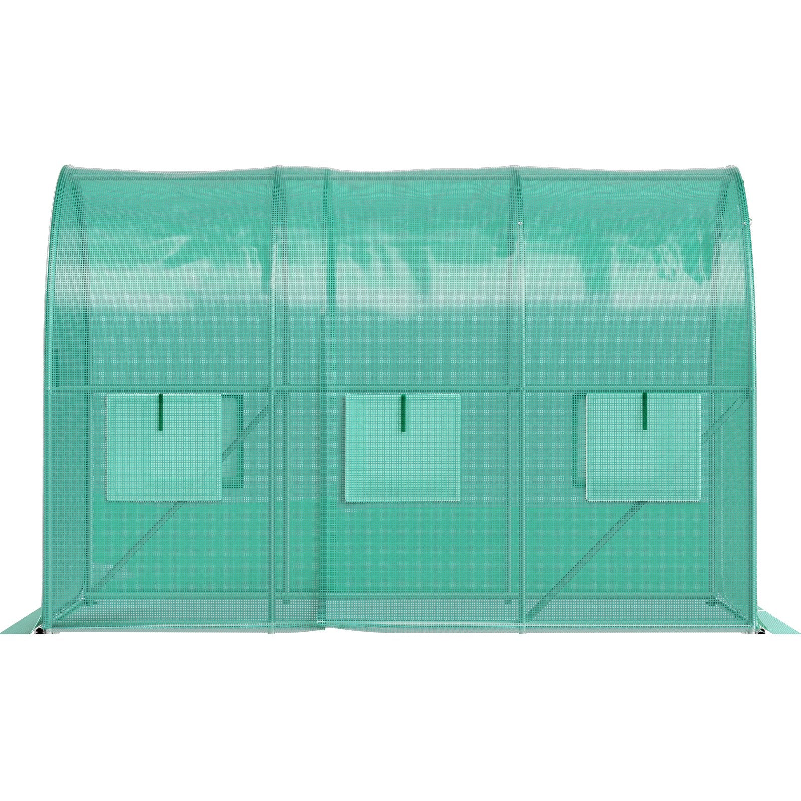Walk-in Tunnel Greenhouse, 3 x 2 x 2 m, Portable Plant Hot House with Galvanised Steel Frame, 1 Top Bar, Diagonal Poles, Zipper Door and 6 Roll-Up Windows, Green