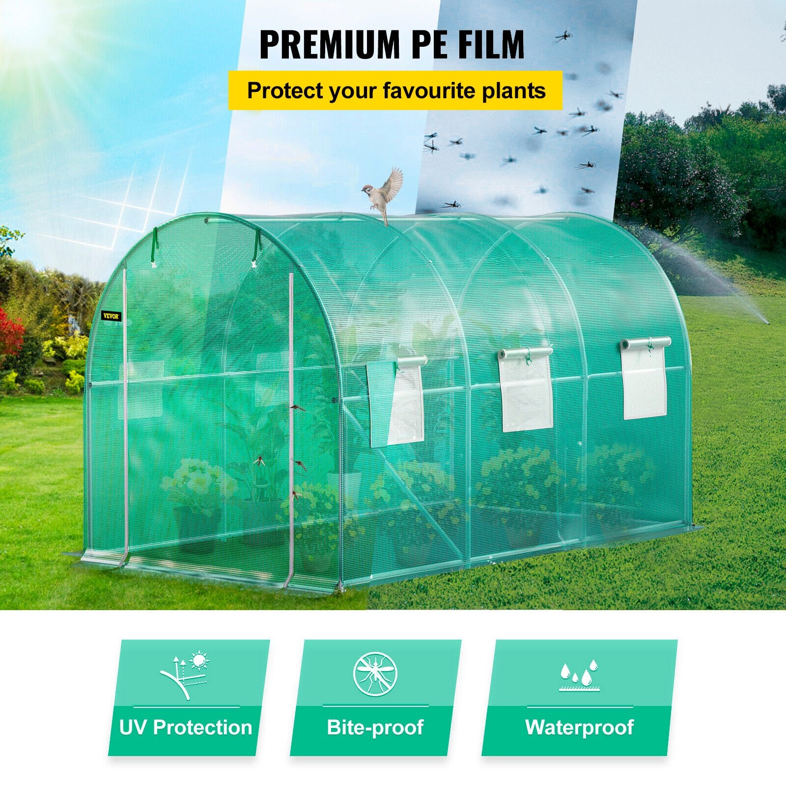 Caravan Accessories: VEVOR Walk-in Tunnel Greenhouse Galvanized Frame & Waterproof Cover 12x7x7 ft
