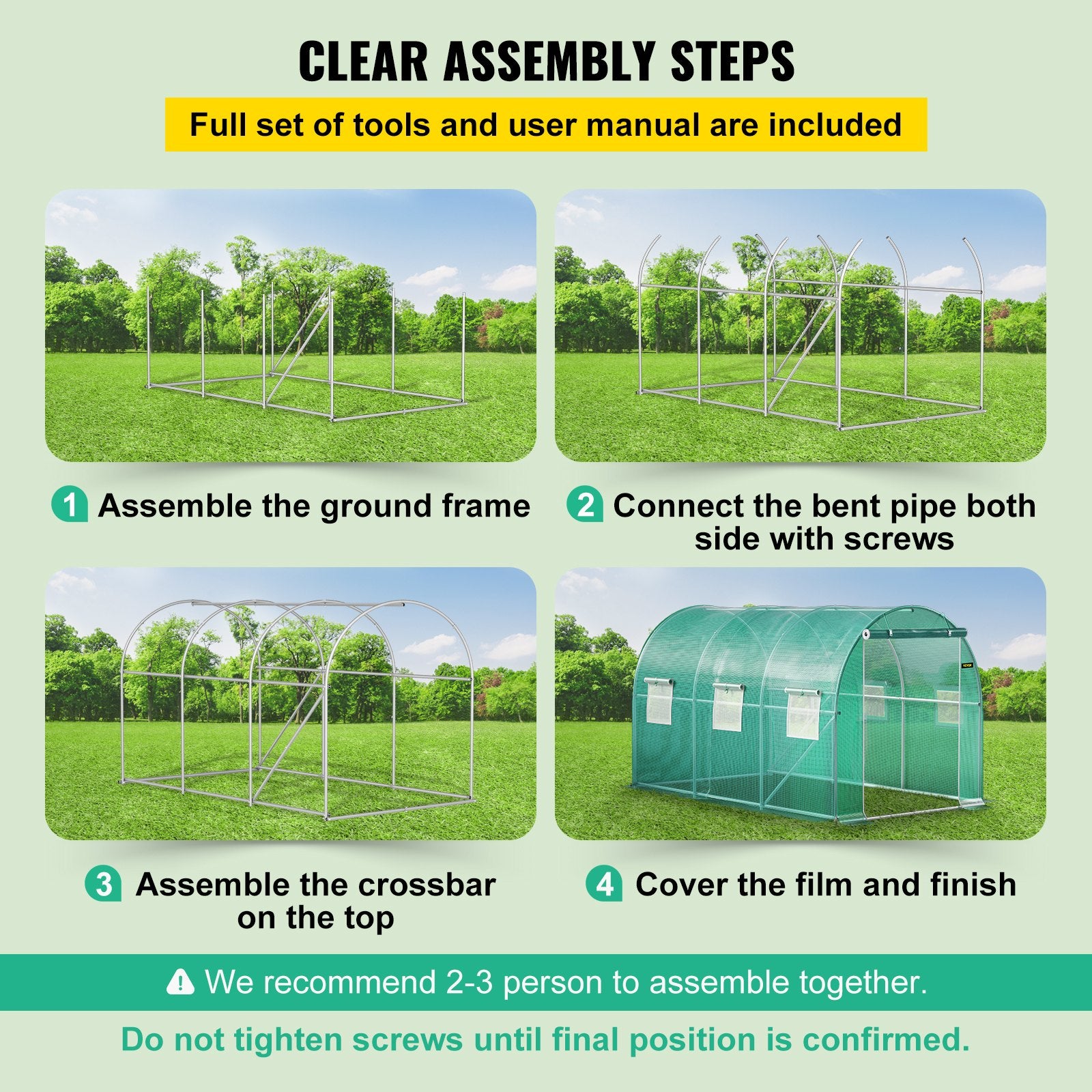 Caravan Accessories: VEVOR Walk-in Tunnel Greenhouse Galvanized Frame & Waterproof Cover 12x7x7 ft