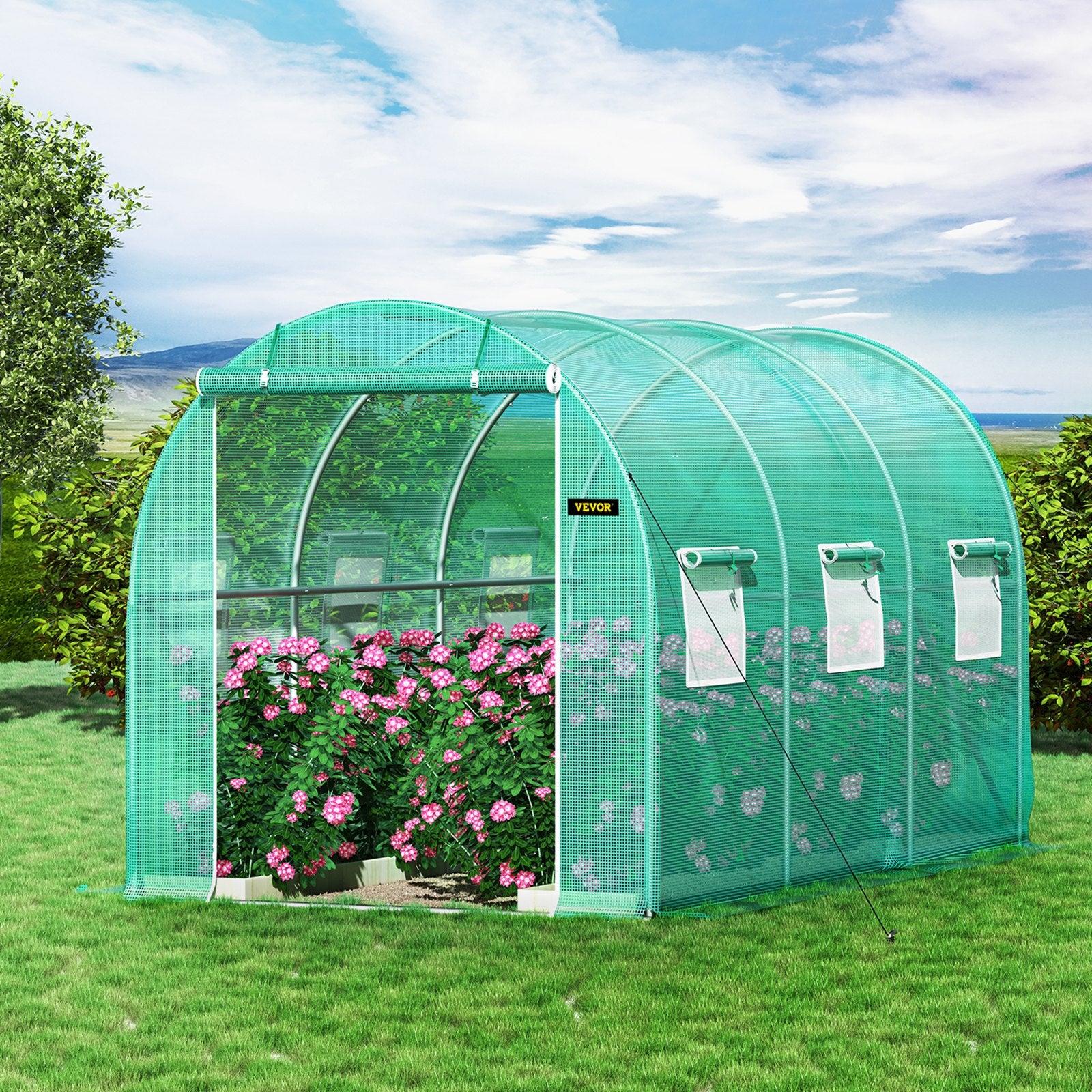 Caravan Accessories: VEVOR Walk-in Tunnel Greenhouse Galvanized Frame & Waterproof Cover 12x7x7 ft
