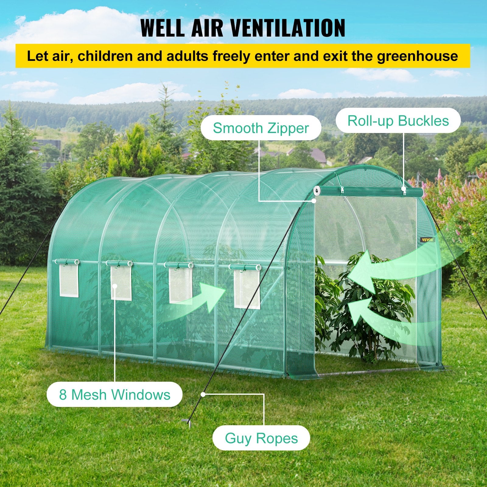 Caravan Accessories: VEVOR Walk-in Tunnel Greenhouse Galvanized Frame & Waterproof Cover 15x7x7 ft