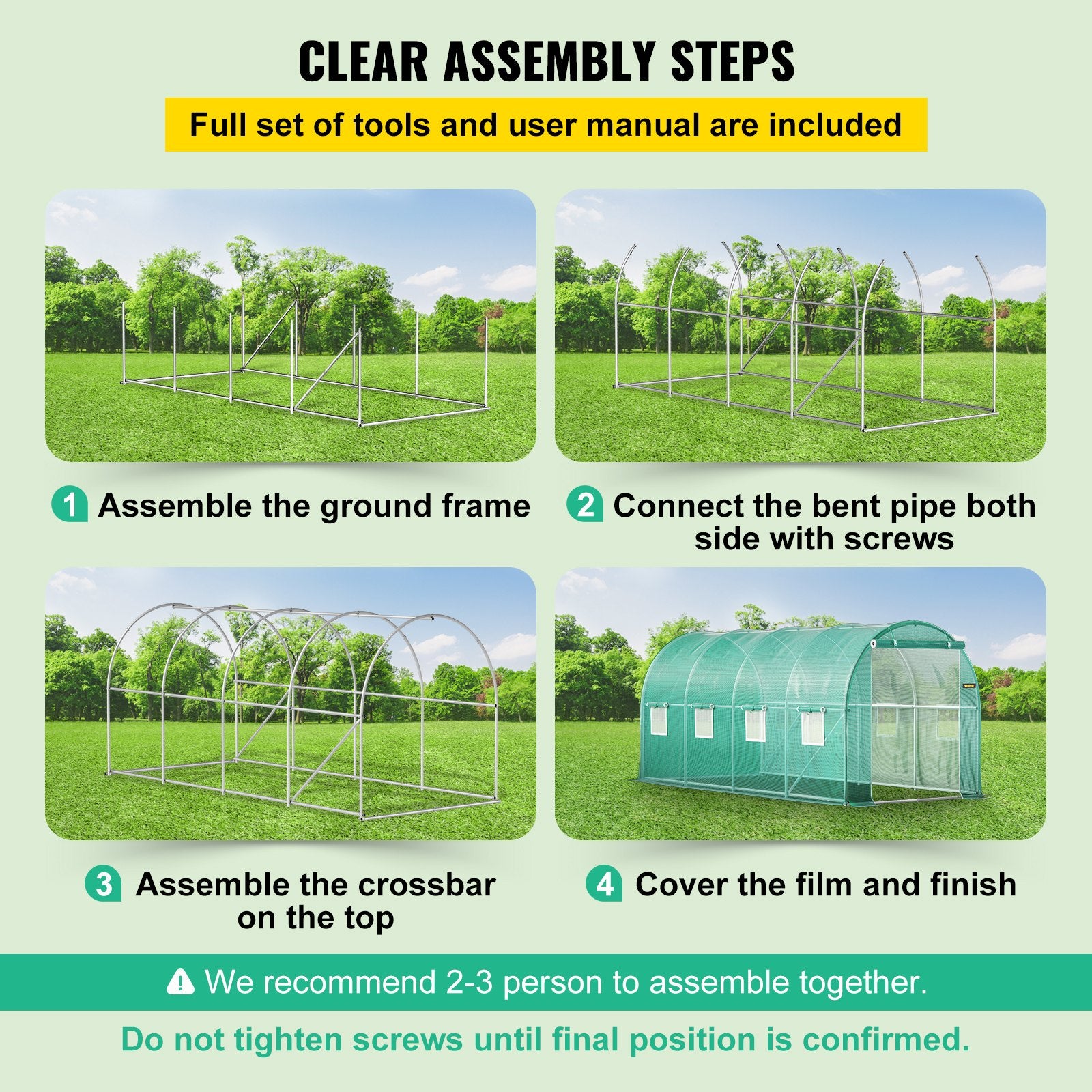 Caravan Accessories: VEVOR Walk-in Tunnel Greenhouse Galvanized Frame & Waterproof Cover 15x7x7 ft
