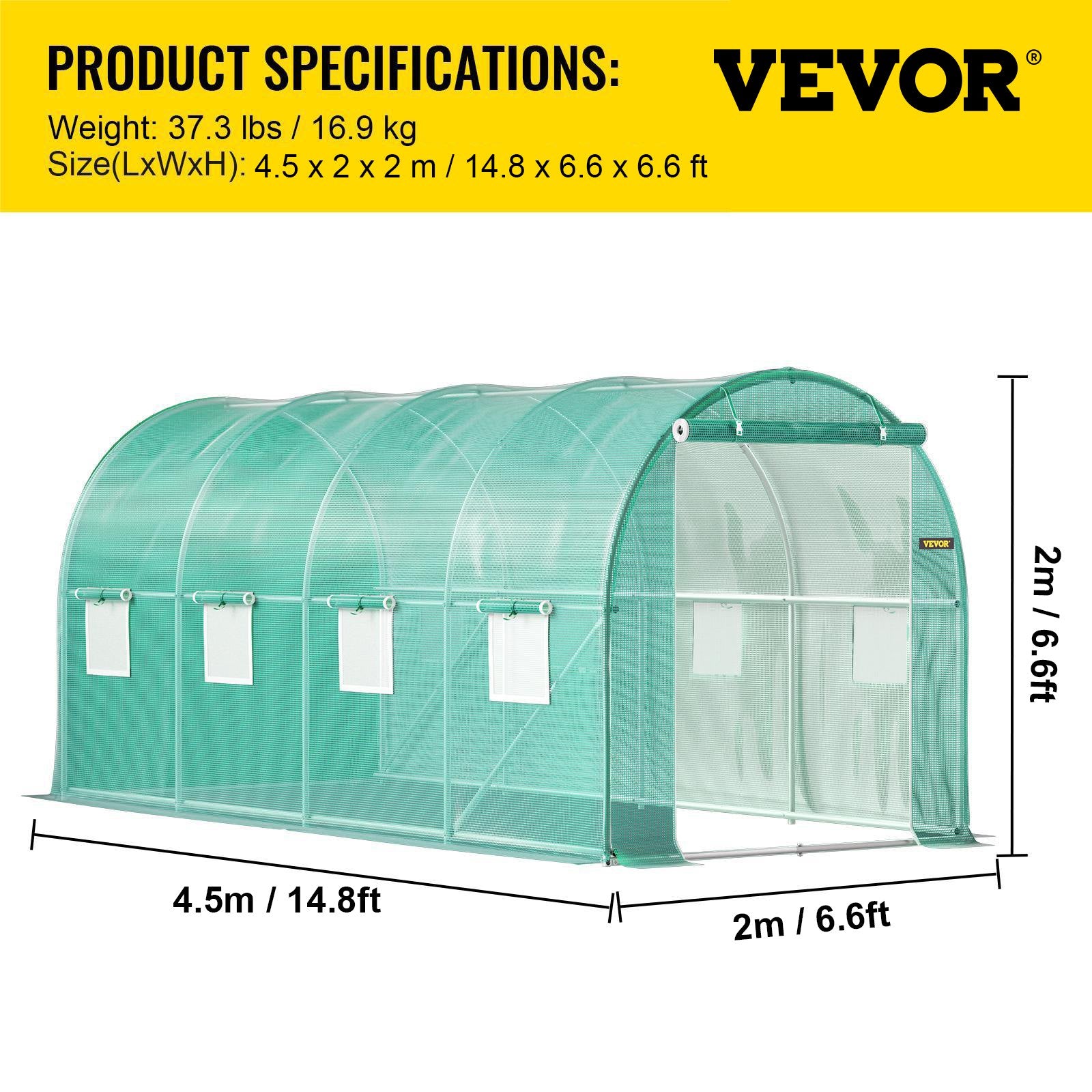 Caravan Accessories: VEVOR Walk-in Tunnel Greenhouse Galvanized Frame & Waterproof Cover 15x7x7 ft