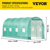 Caravan Accessories: VEVOR Walk-in Tunnel Greenhouse Galvanized Frame & Waterproof Cover 15x7x7 ft