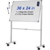 Desk Accessories: VEVOR Mobile Dry Erase Board Magnetic Whiteboard w/ Stand 60 x 90cm Double Sided