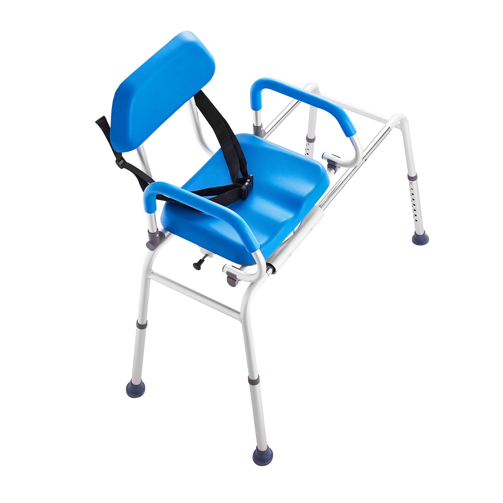 Sliding Tub Transfer Bench with 360 Degree Swivel Seat, Sliding Shower Chair with Pivoting Armrest & Padded Seat and Safety Belt, Height Adjustable Bath Chair for Elderly Disabled 330LBS