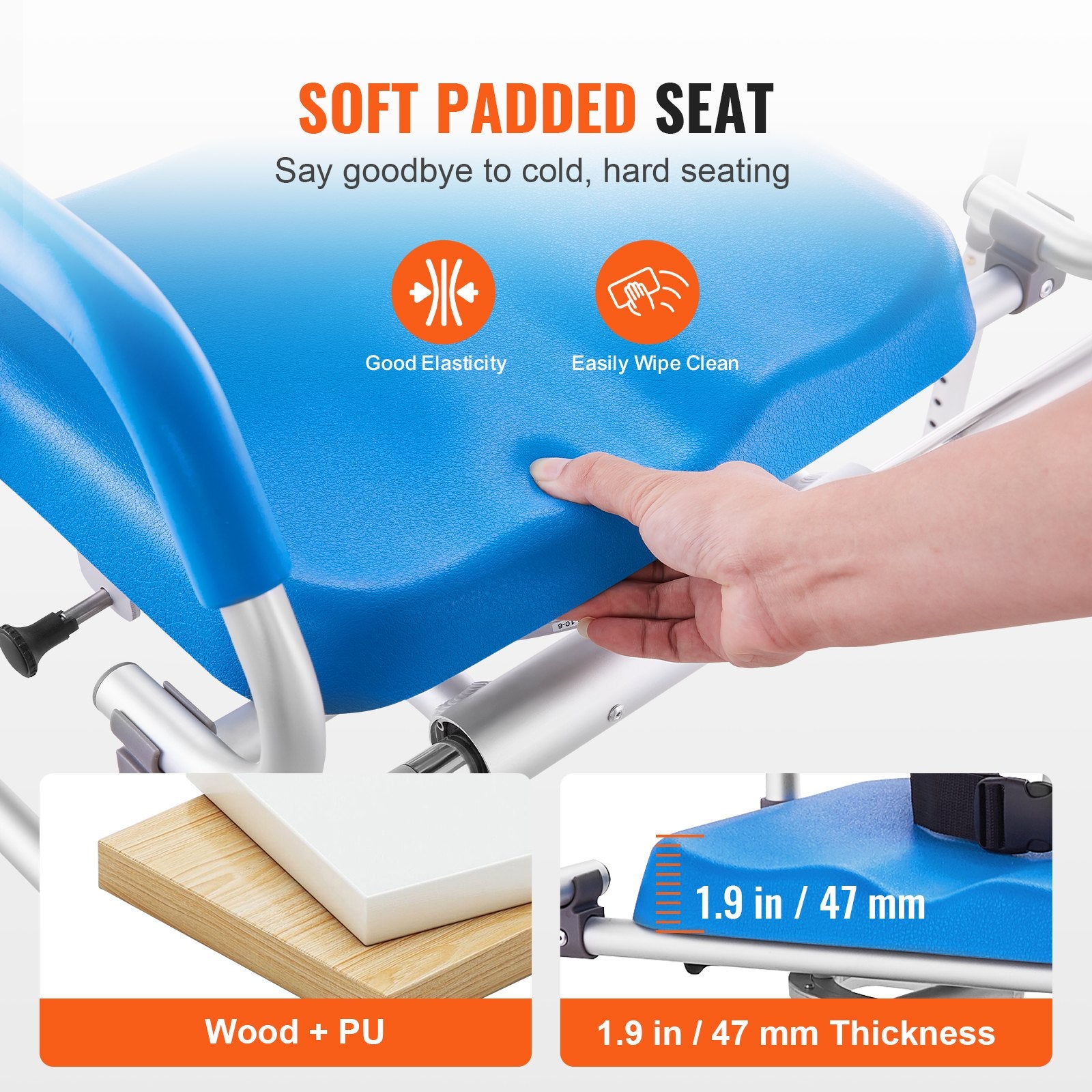 Sliding Tub Transfer Bench with 360 Degree Swivel Seat, Sliding Shower Chair with Pivoting Armrest & Padded Seat and Safety Belt, Height Adjustable Bath Chair for Elderly Disabled 330LBS