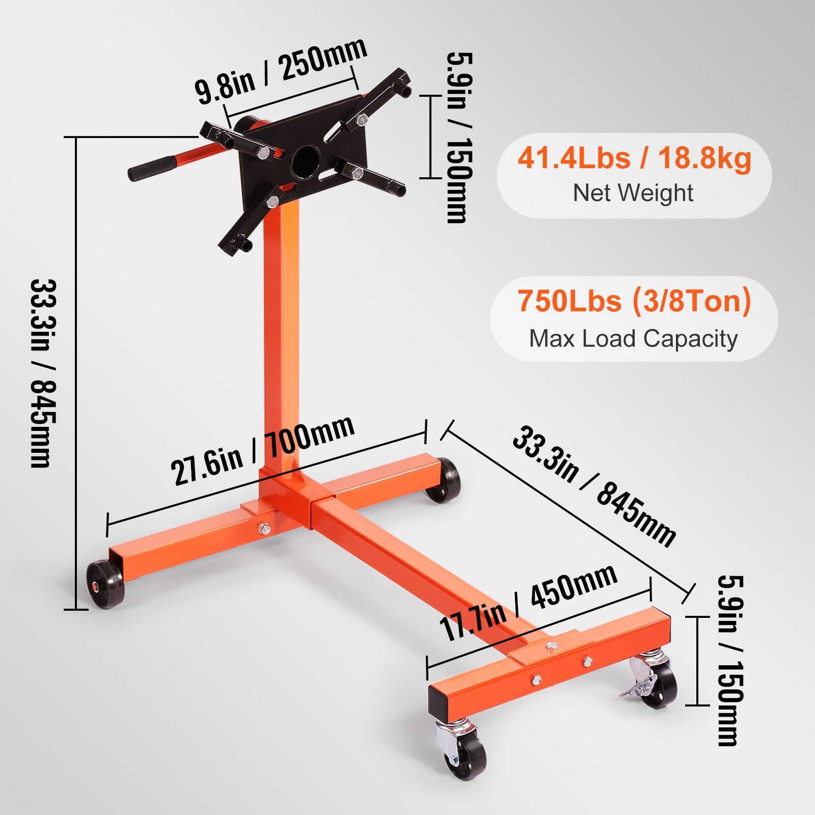 Automotive Lifts & Hoists: VEVOR Engine Stand 750LBS Motor Hoist Dolly 360 Degree Adjustable Mounting Head