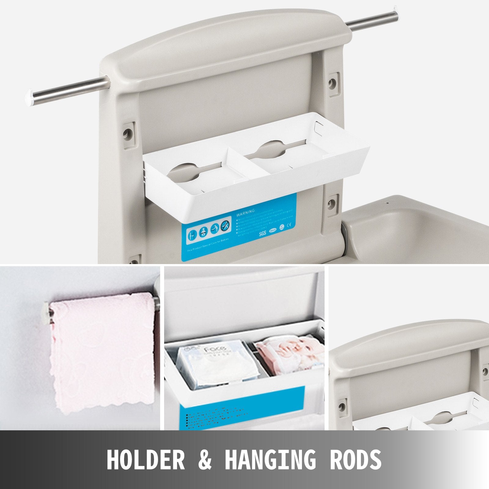 Changing Tables: VEVOR Horizontal Baby Changing Table Wall-mounted Baby Diaper Changing Station Vertical Fold Down Baby Changing Table