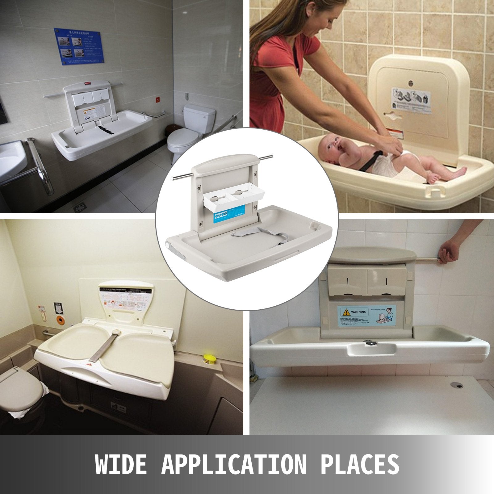 Changing Tables: VEVOR Horizontal Baby Changing Table Wall-mounted Baby Diaper Changing Station Vertical Fold Down Baby Changing Table