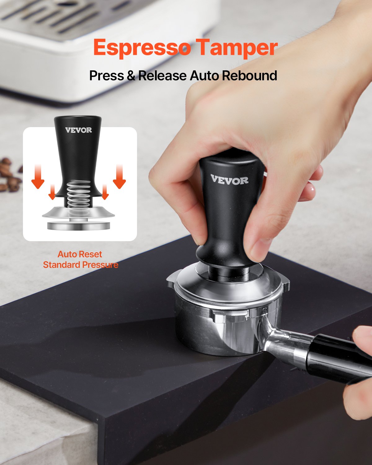 51mm/53mm/58mm Espresso Tamper Stainless Steel Coffee Tamper with Spring