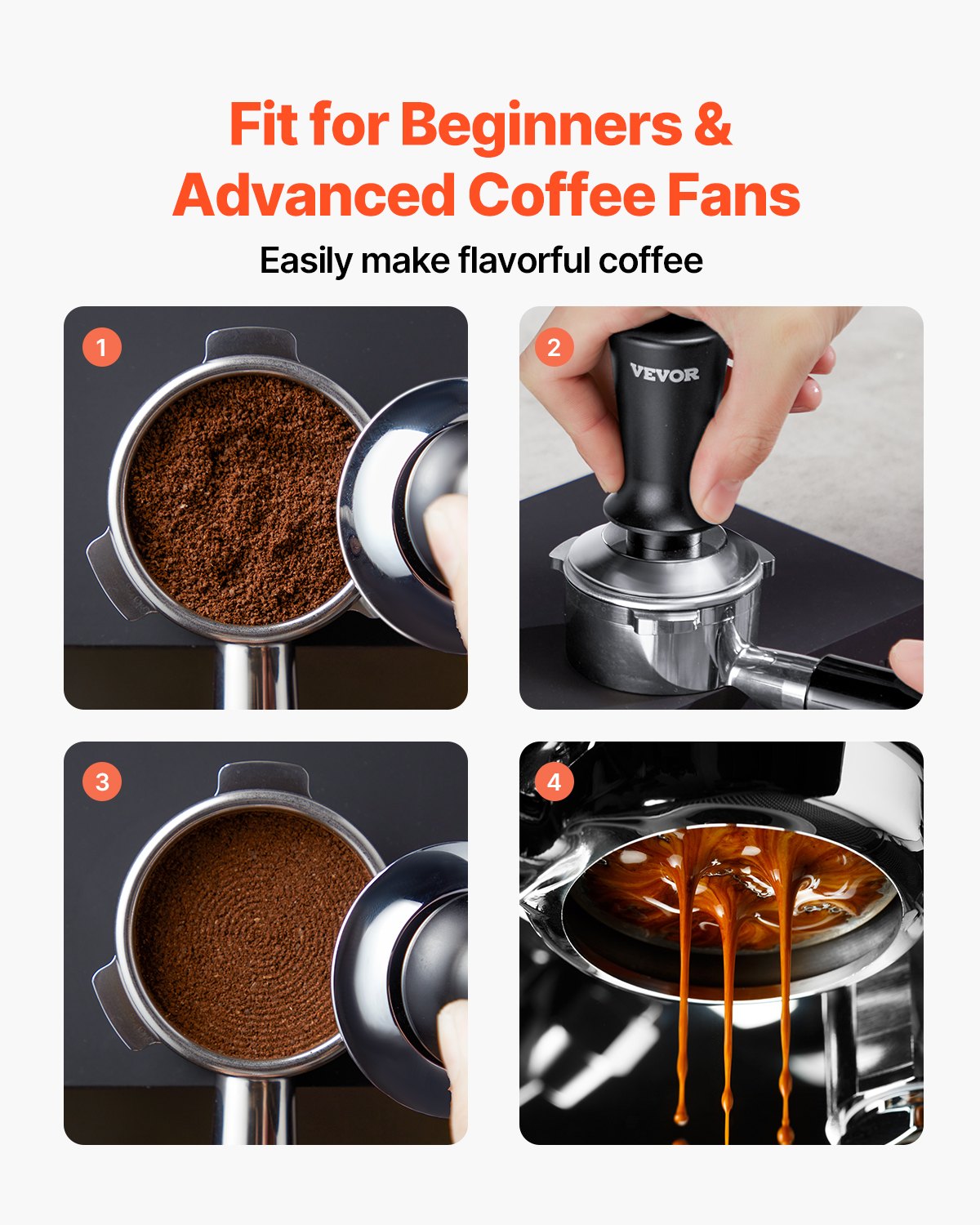51mm/53mm/58mm Espresso Tamper Stainless Steel Coffee Tamper with Spring